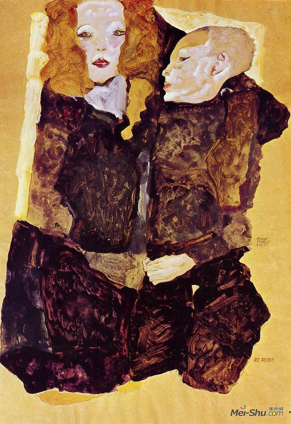 埃贡·席勒(Egon Schiele)高清作品《兄弟》