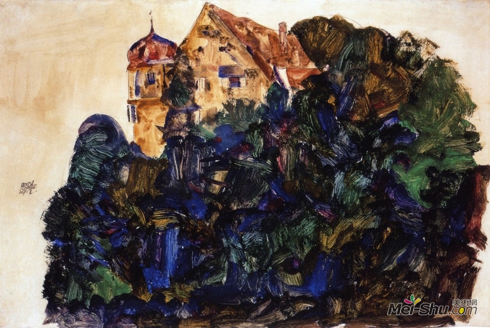 埃贡·席勒(Egon Schiele)高清作品《Deuring Castle, Bregenz》