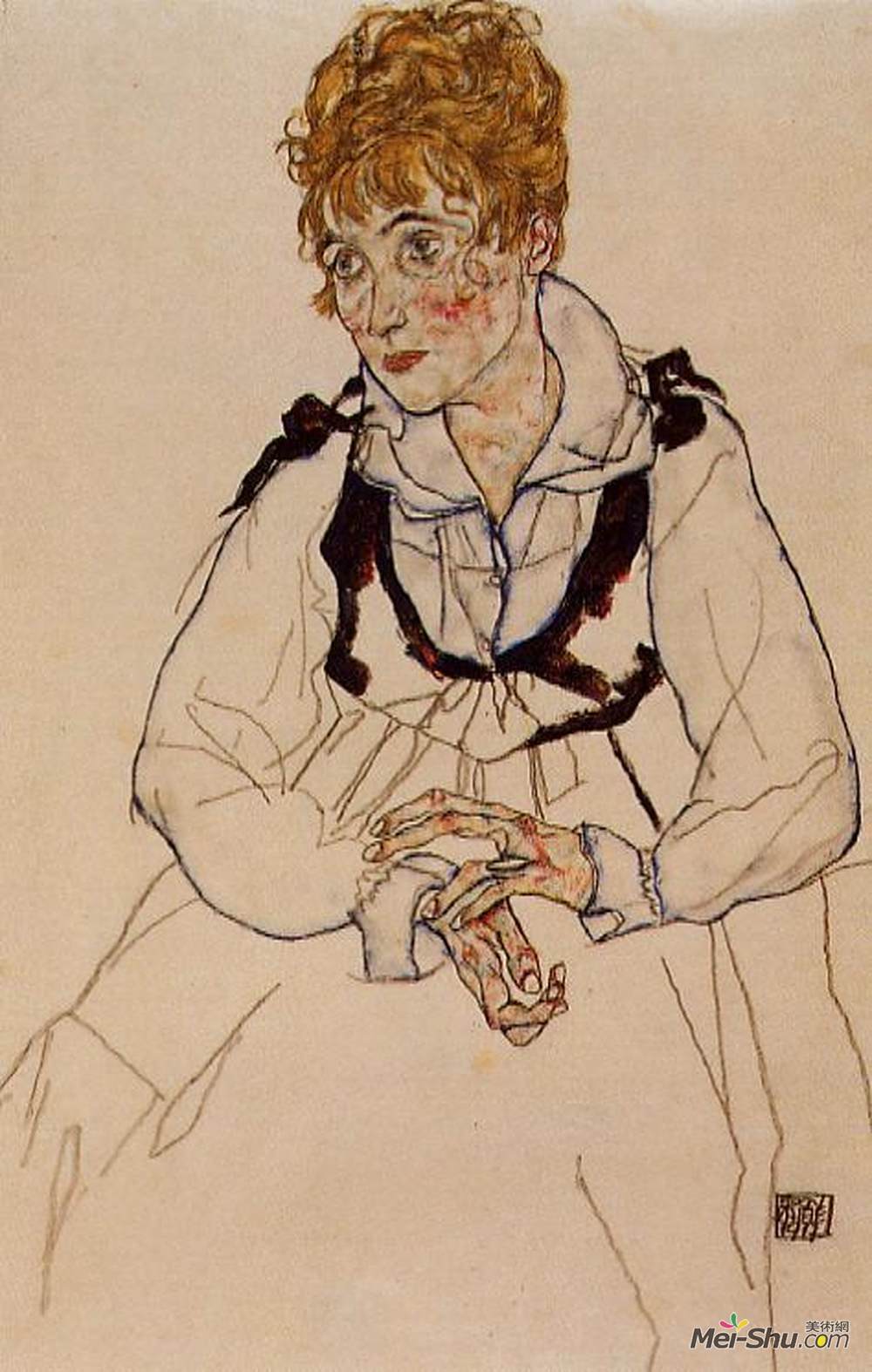 埃贡·席勒(Egon Schiele)高清作品《席勒夫人》