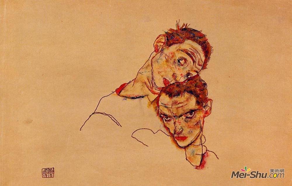 埃贡·席勒(Egon Schiele)高清作品《双重自画像》