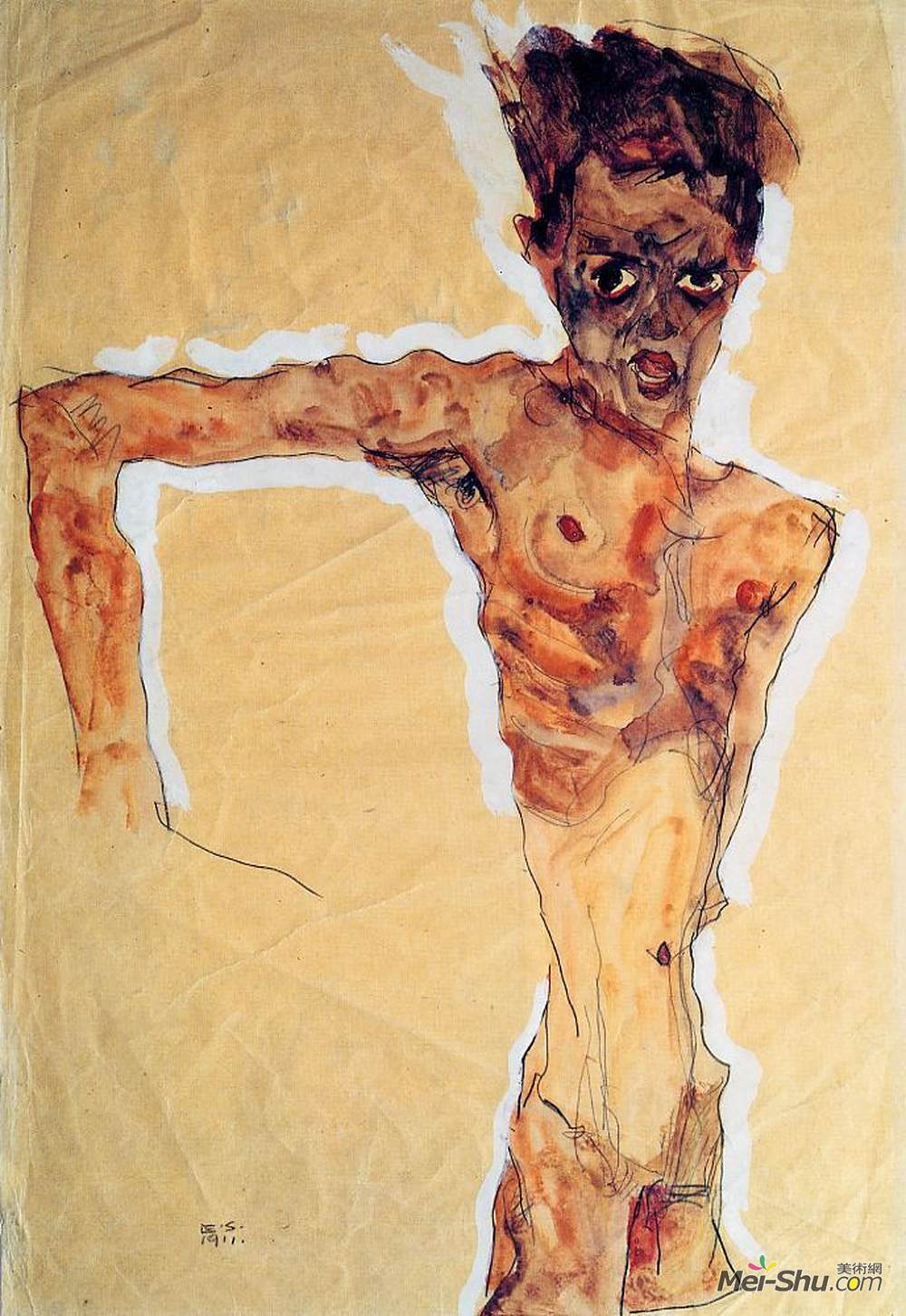 埃贡·席勒(Egon Schiele)高清作品《自画像》