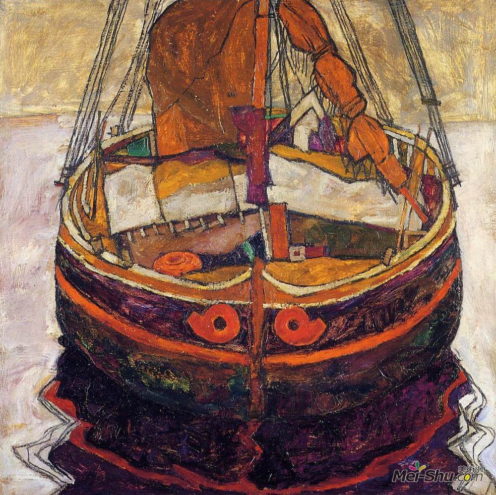 埃贡·席勒(Egon Schiele)高清作品《的里雅斯特渔船》