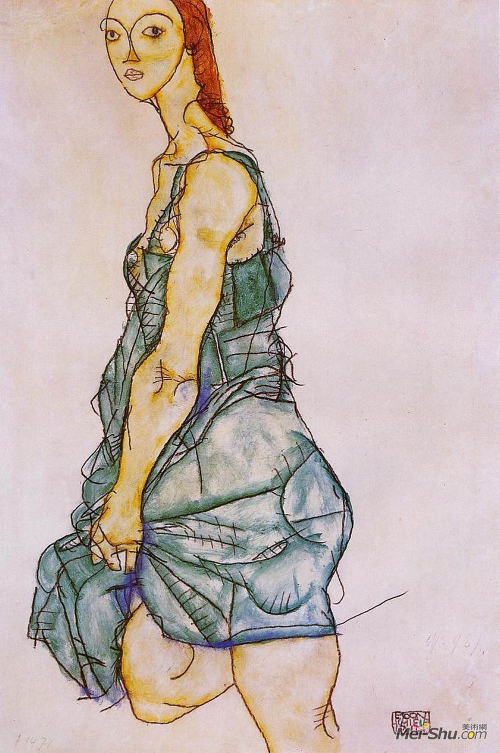 埃贡·席勒(Egon Schiele)高清作品《直立女子》