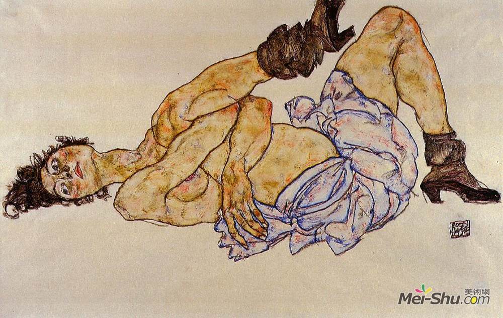 埃贡·席勒(Egon Schiele)高清作品《斜倚女性裸体》