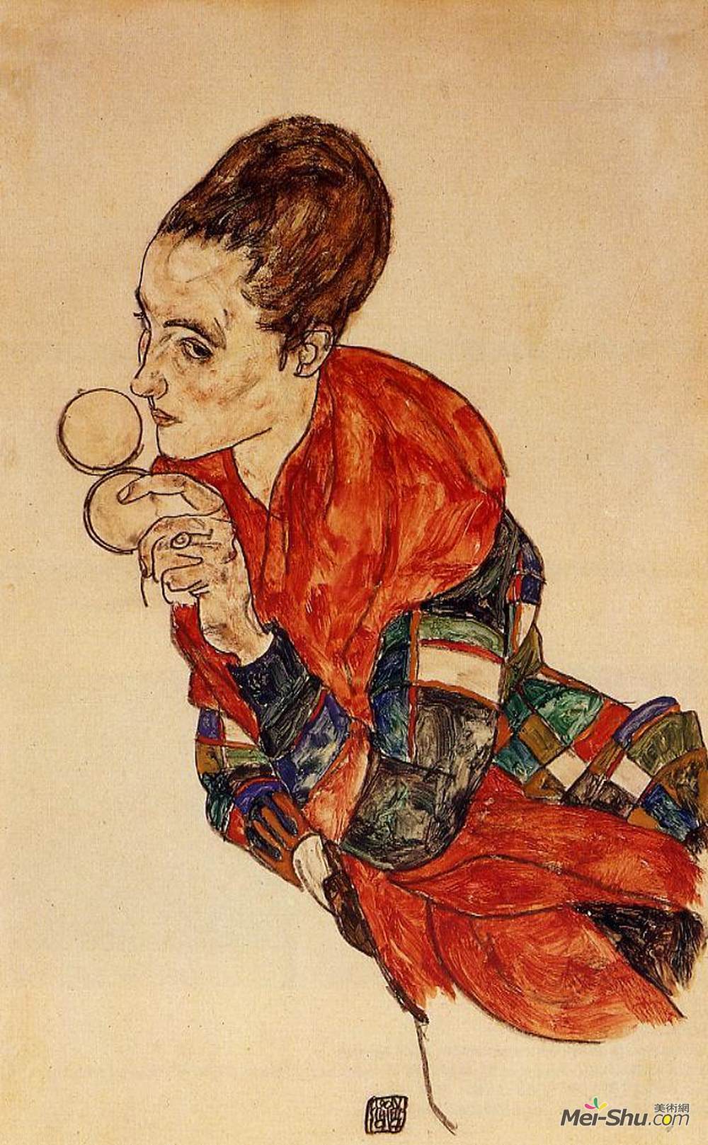 埃贡·席勒(Egon Schiele)高清作品《Portrait of the Actress Marga Boerner》