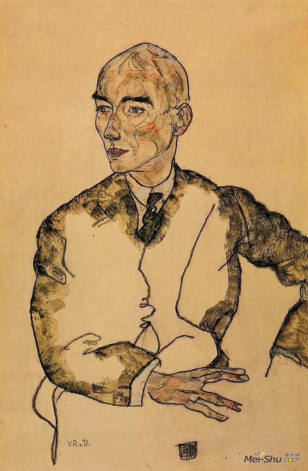 埃贡·席勒(Egon Schiele)高清作品《维克多·里特·冯·鲍尔博士肖像》