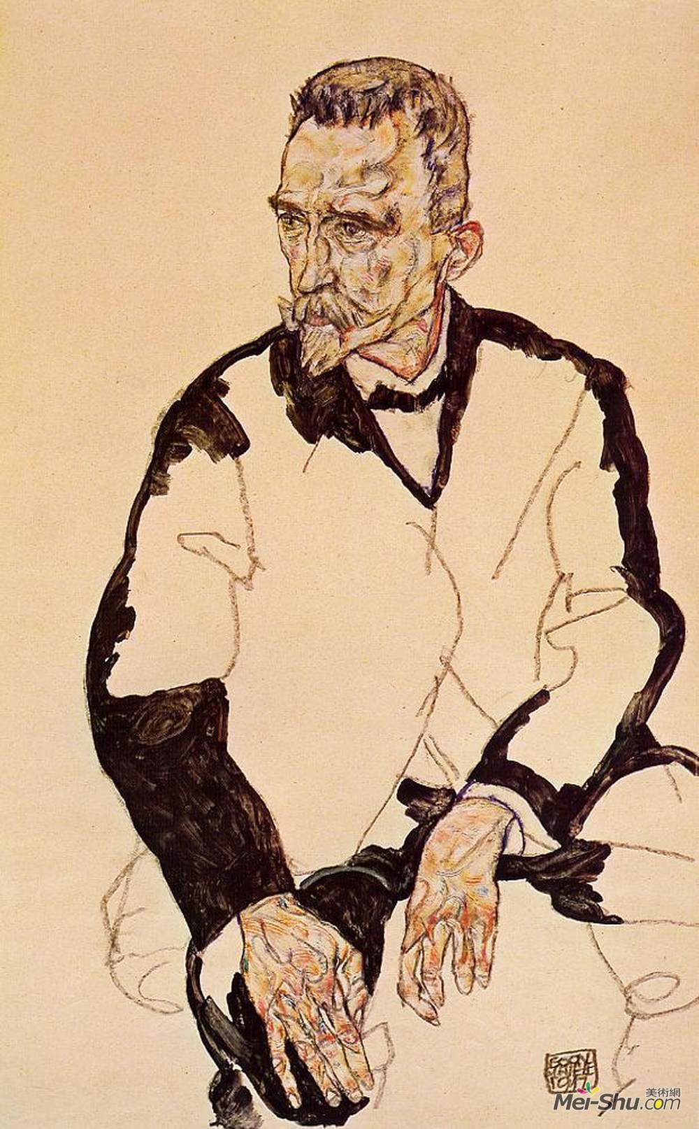 埃贡·席勒(Egon Schiele)高清作品《Portrait of Heinrich Benesch》