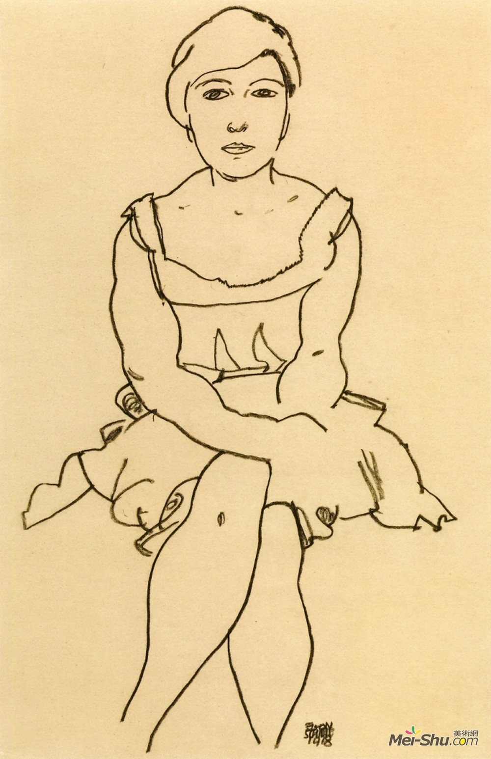 埃贡·席勒(Egon Schiele)高清作品《坐着的女人》