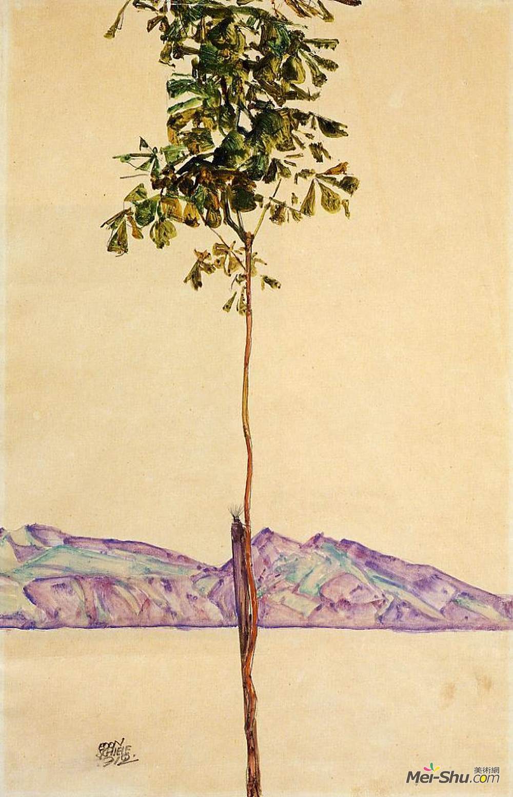 埃贡·席勒(Egon Schiele)高清作品《小树（康斯坦斯湖的栗树）》