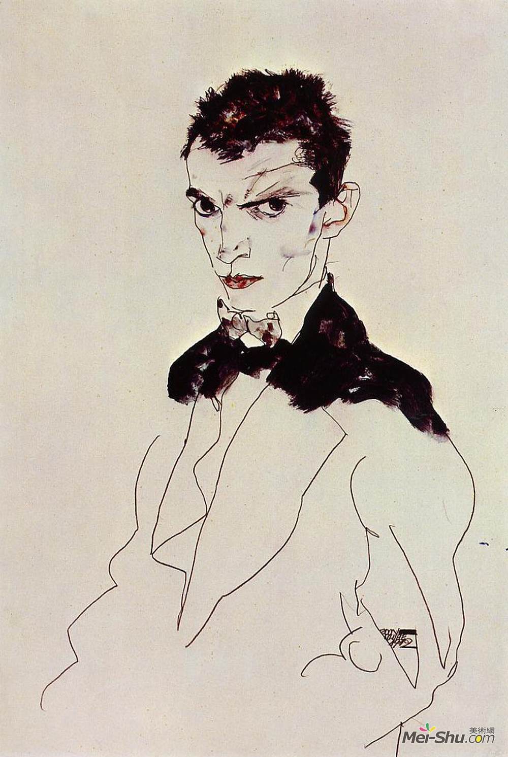 埃贡·席勒(Egon Schiele)高清作品《自画像》