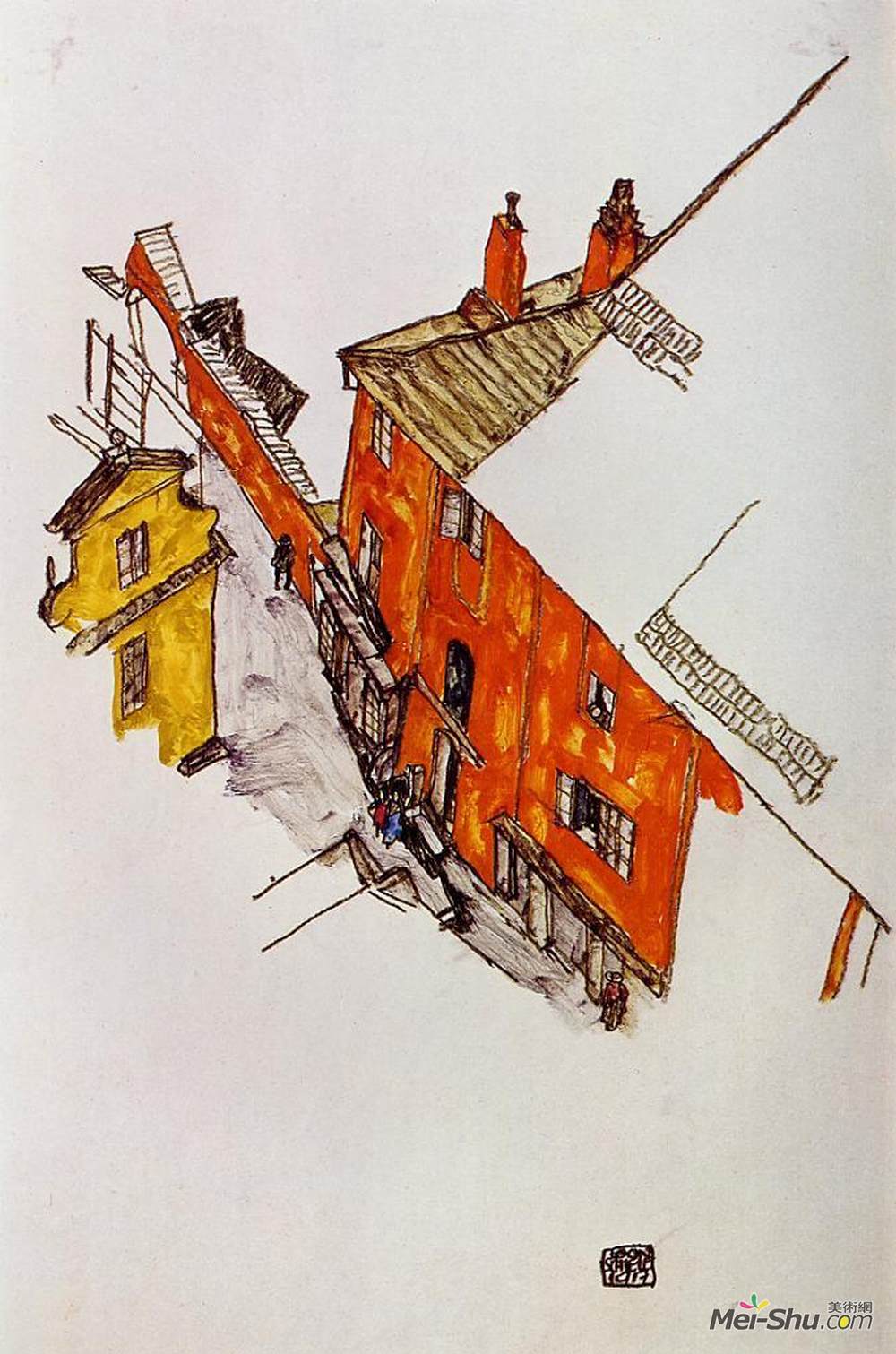 埃贡·席勒(Egon Schiele)高清作品《Street in Krumau》