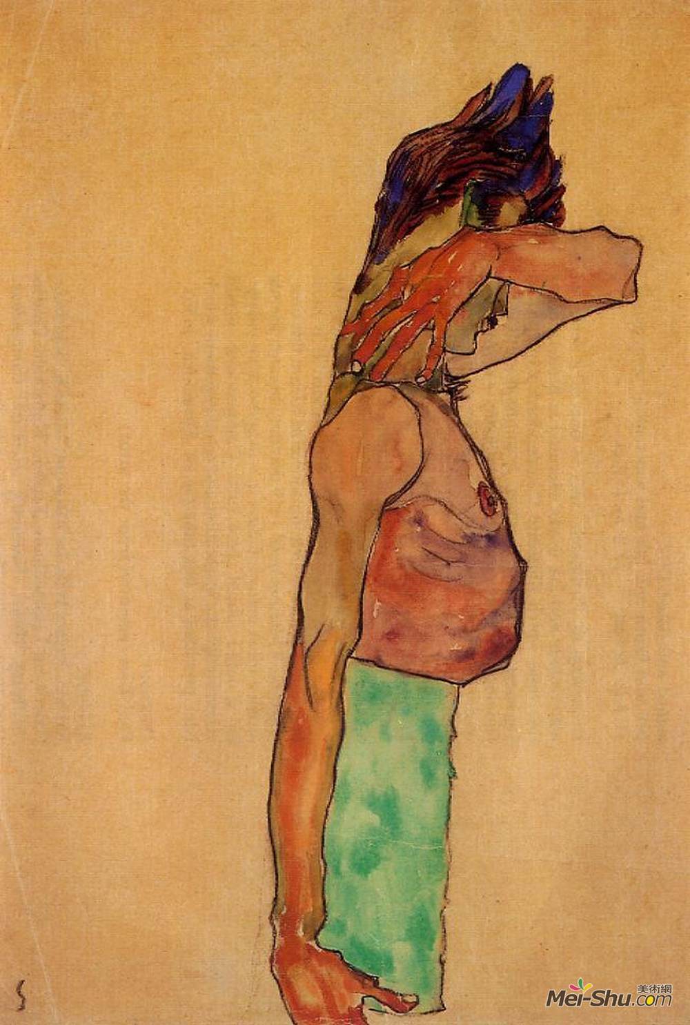 埃贡·席勒(Egon Schiele)高清作品《站立男性裸体》