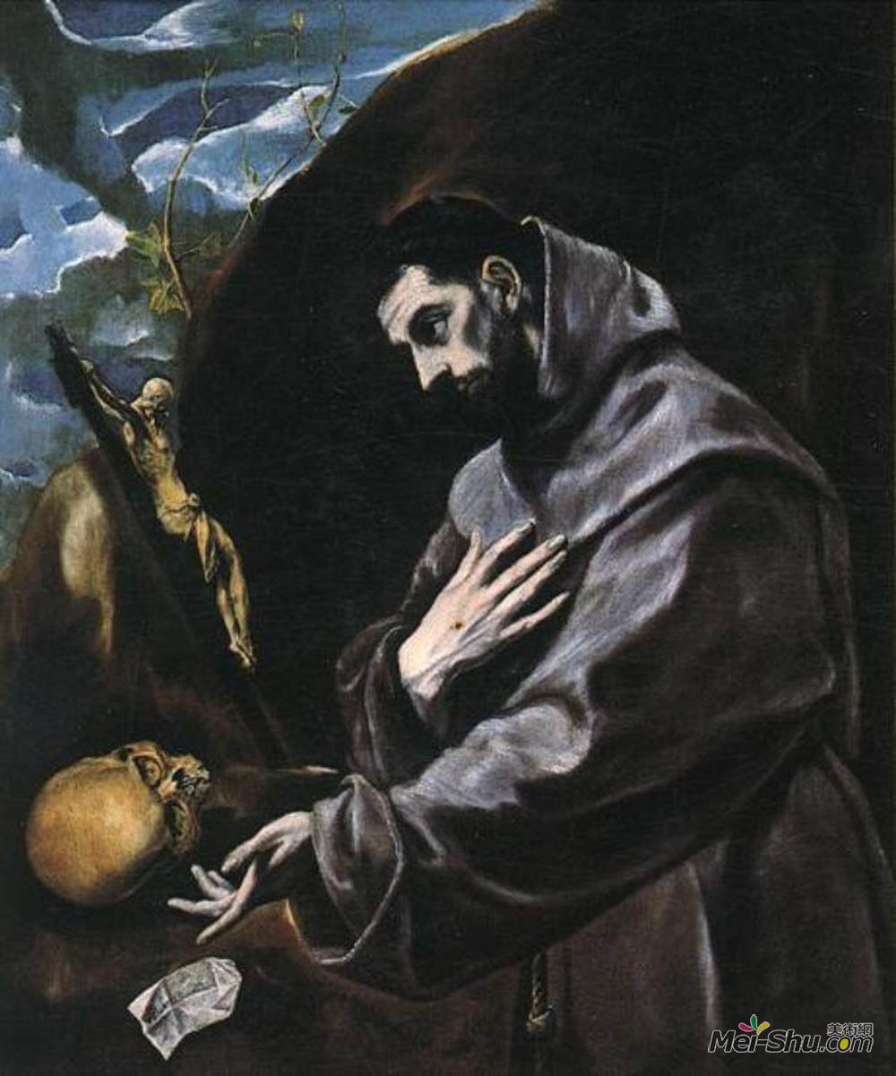 《圣弗兰西斯祈祷》埃尔·格列柯(el greco)高清作品欣赏