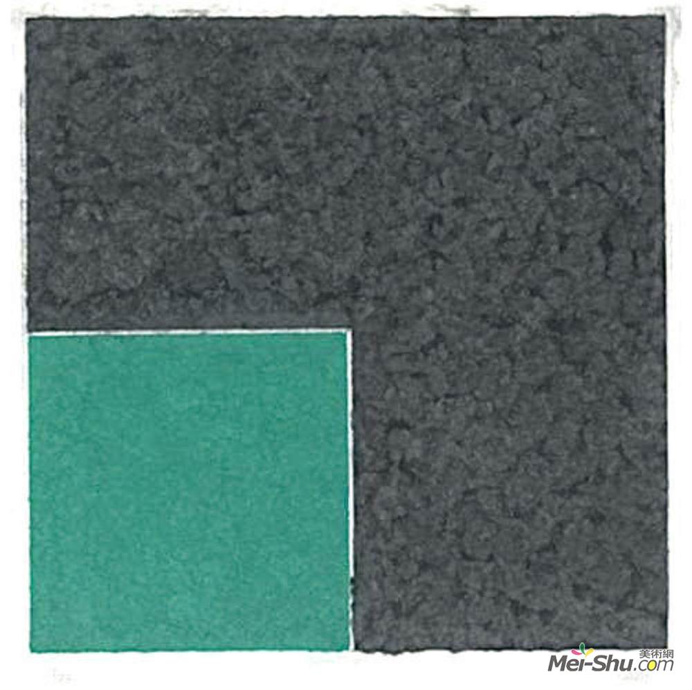 埃斯沃兹·凯利(Ellsworth Kelly)高清作品《Colored Paper Image XVIII (Green Square with Grey)》