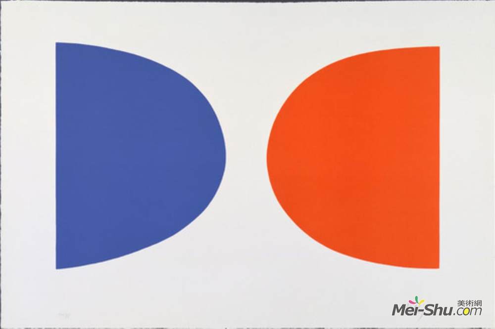 埃斯沃兹·凯利(Ellsworth Kelly)高清作品《蓝色和橙色二十七套彩色光刻套装》