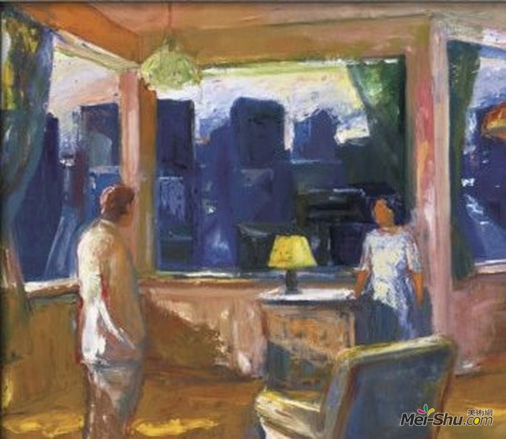埃尔默比肖夫(Elmer Bischoff)高清作品《黄色灯罩》