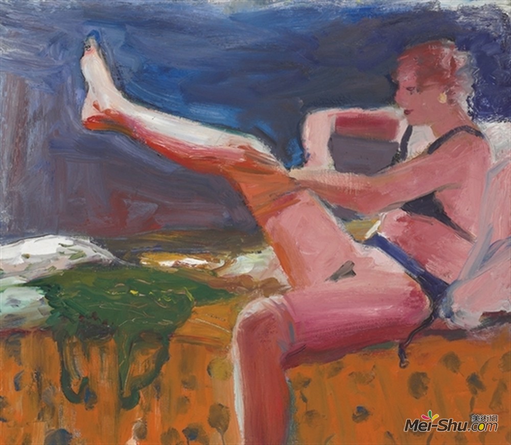 埃尔默比肖夫(Elmer Bischoff)高清作品《穿袜子的女人》