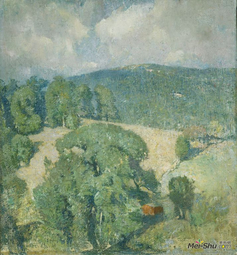 埃米尔·卡尔森(Emil Carlsen)高清作品《康涅狄格山坡》