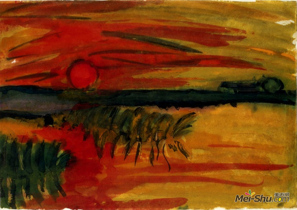 埃米尔·诺尔迪(Emil Nolde)高清作品《日落》