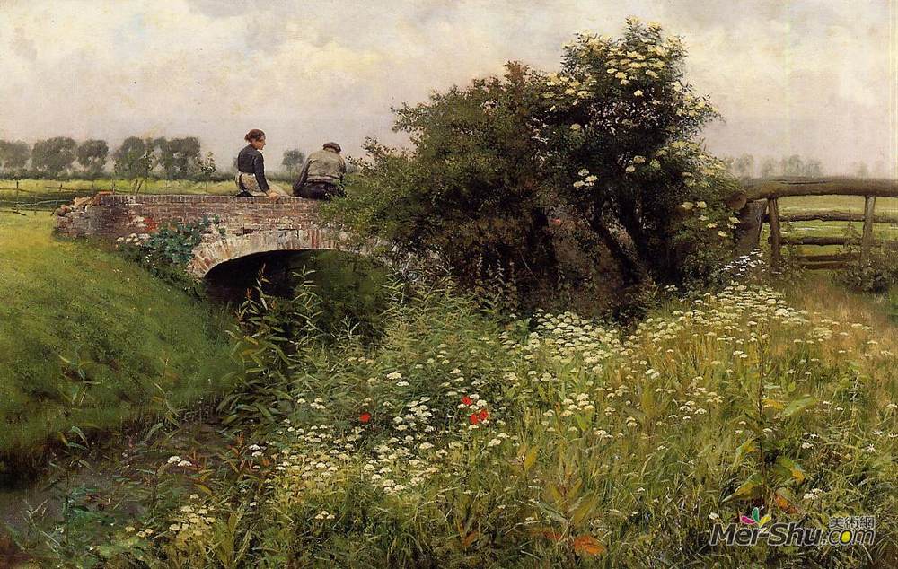 埃米尔·克劳斯(Emile Claus)高清作品《桥上的会议》
