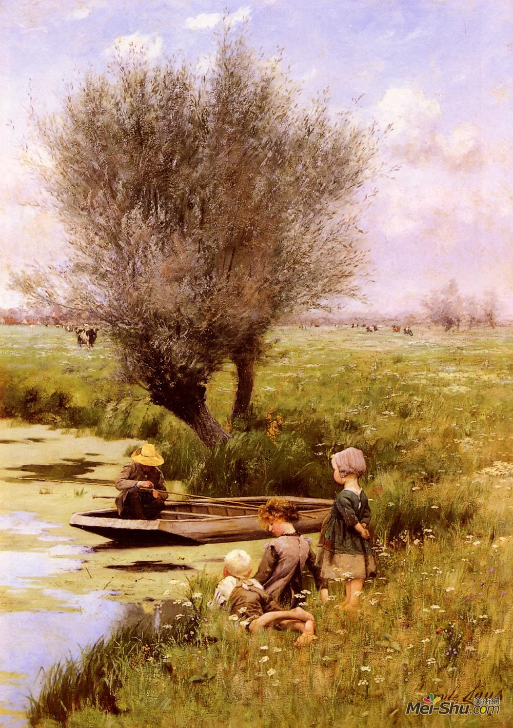 埃米尔·克劳斯(Emile Claus)高清作品《沿河午后》