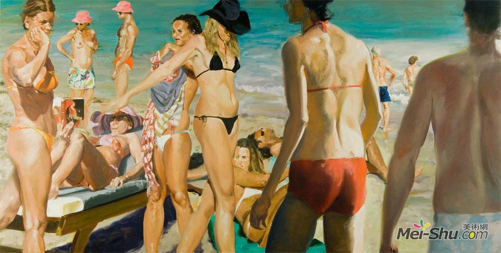 埃里克·菲舍尔(Eric Fischl)高清作品《有一个粉红色的海滩场景》