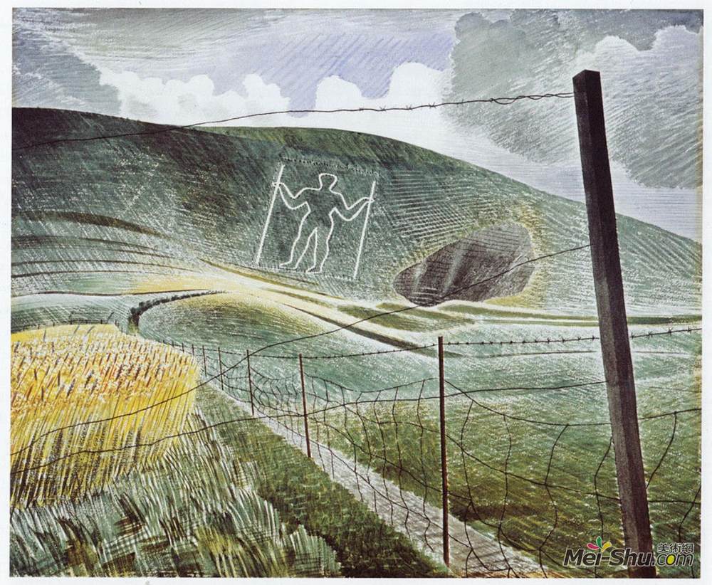 艾里克·拉斐留斯(Eric Ravilious)高清作品《威尔明顿巨人》