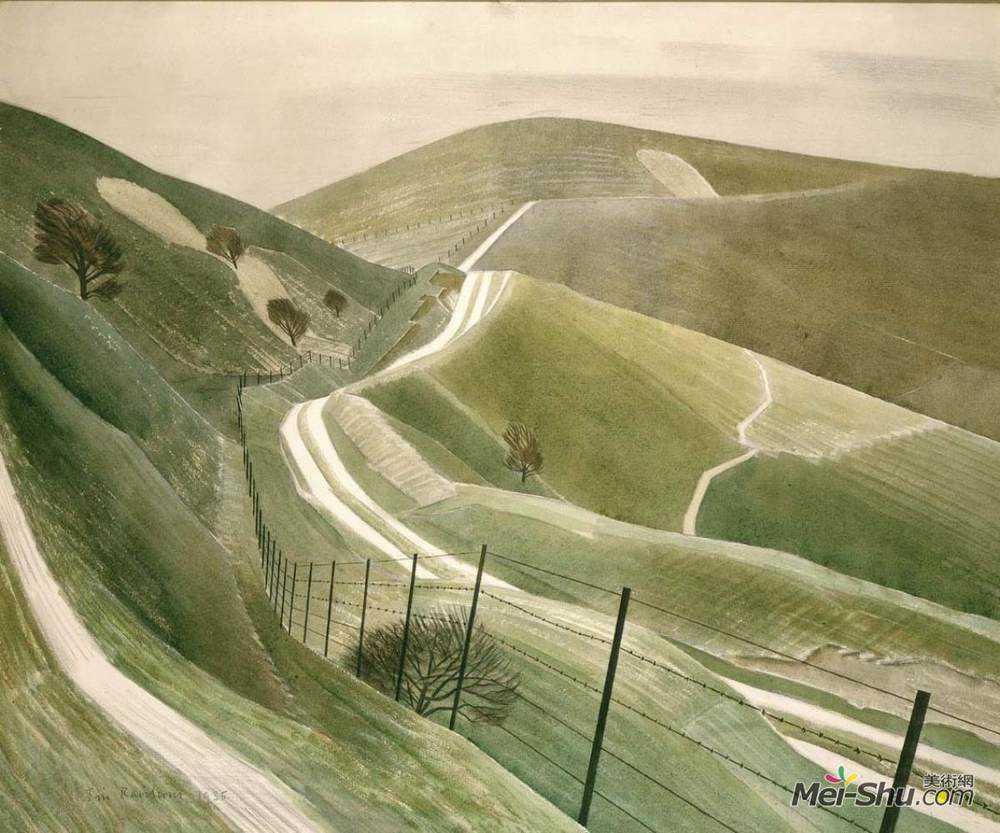 艾里克·拉斐留斯(Eric Ravilious)高清作品《粉笔路径》