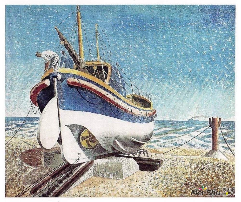 艾里克·拉斐留斯(Eric Ravilious)高清作品《奥尔德堡救生艇》
