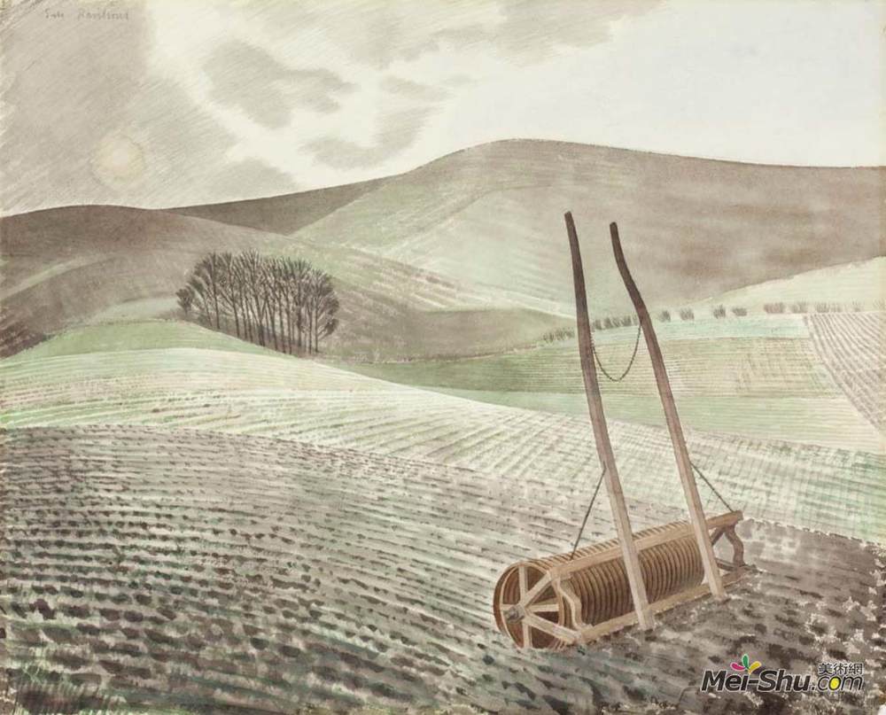 艾里克·拉斐留斯(Eric Ravilious)高清作品《冬天的沉沦》