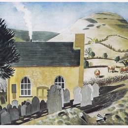 艾里克·拉斐留斯(Eric Ravilious)高清作品:DUKE OF HEREFORDS KNOB &amp;ampamp BAPTIST CHAPEL AT CAPEL-Y-F