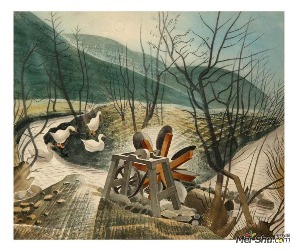 艾里克·拉斐留斯(Eric Ravilious)高清作品《水轮》