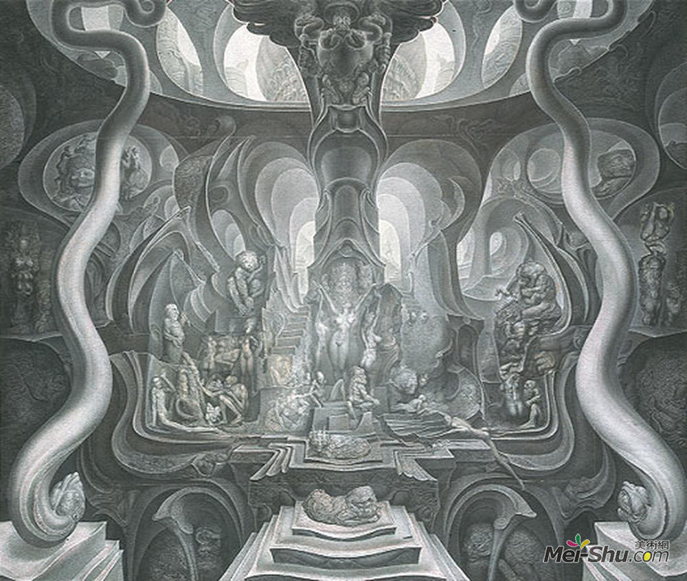 恩斯特·富克斯(Ernst Fuchs)高清作品《工作与巴黎的审判》