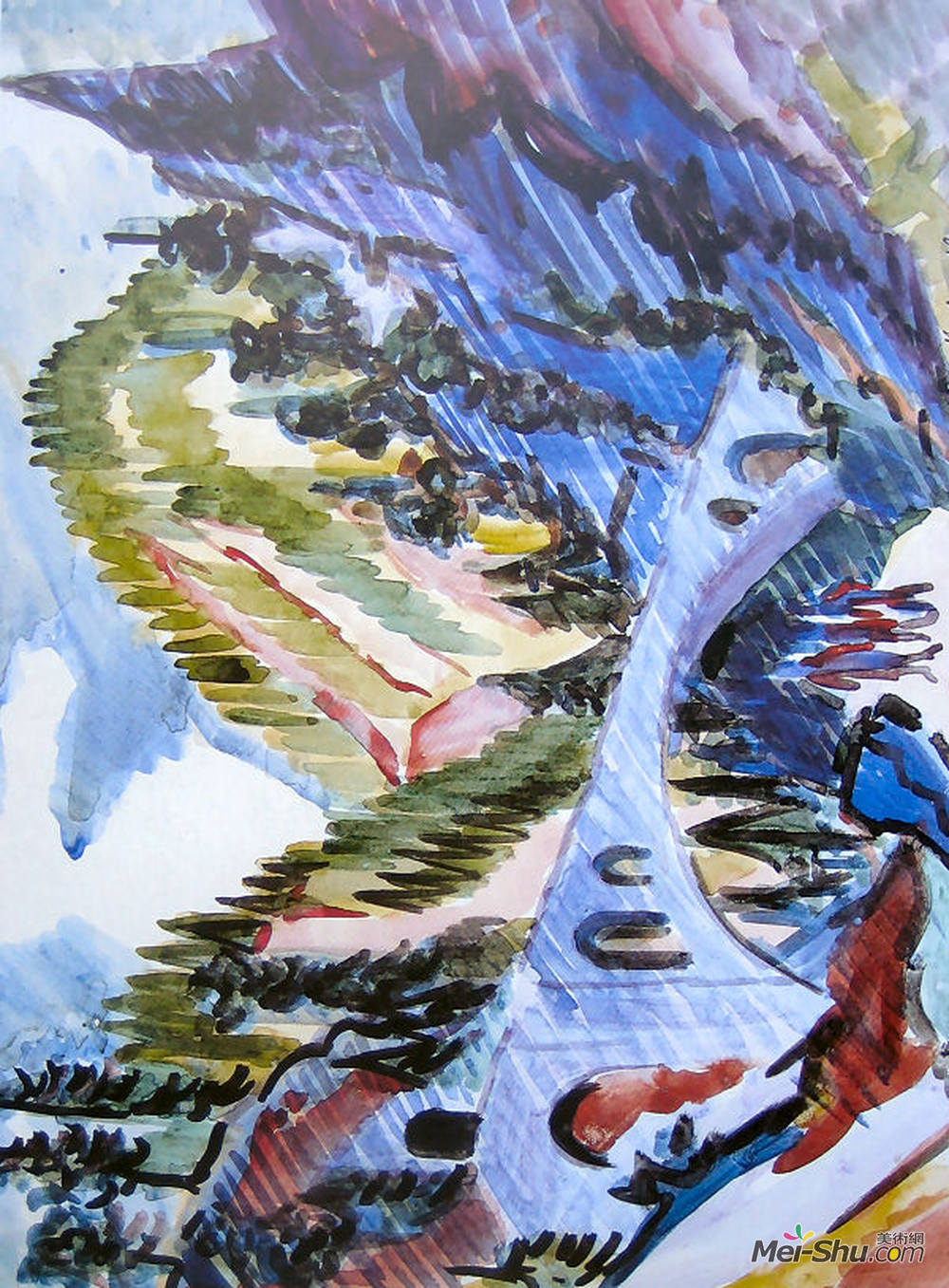 恩斯特·路德维希·克尔希纳(Ernst Ludwig Kirchner)高清作品《Bridge in Landwassertal》