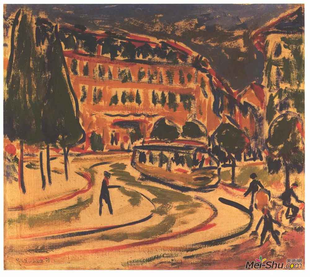 恩斯特·路德维希·克尔希纳(Ernst Ludwig Kirchner)高清作品《德累斯顿有轨电车》