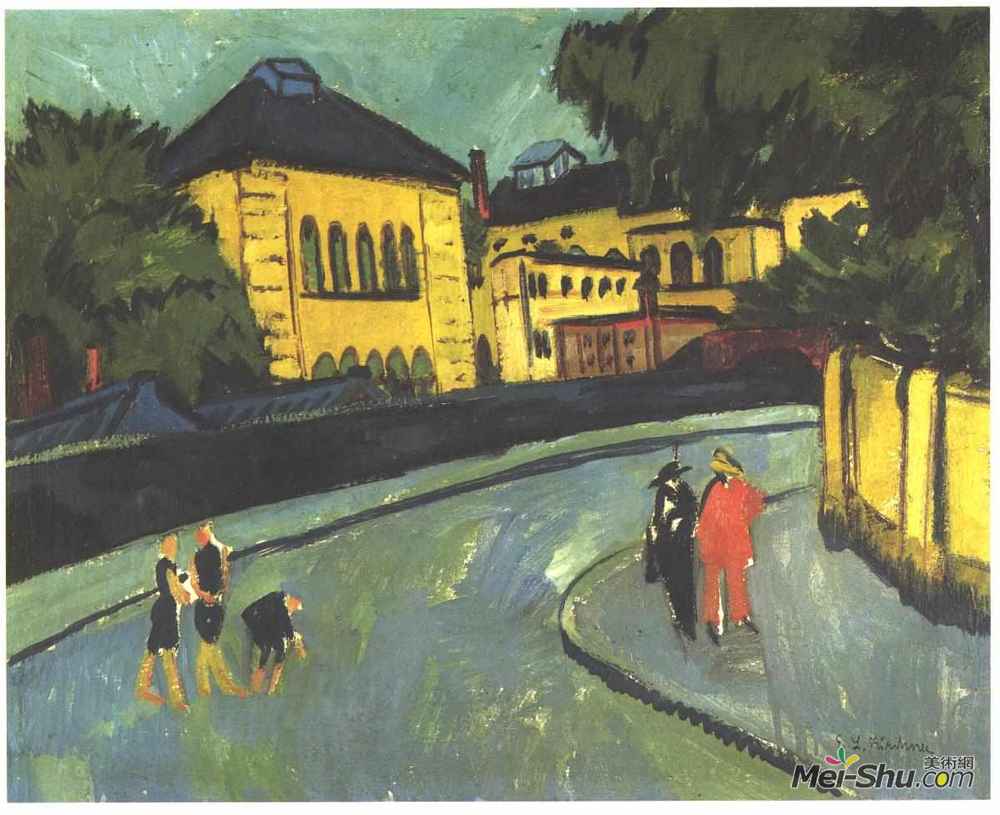 恩斯特·路德维希·克尔希纳(Ernst Ludwig Kirchner)高清作品《德累斯顿波茨坦广场》