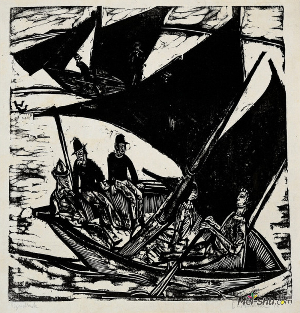 恩斯特·路德维希·克尔希纳(Ernst Ludwig Kirchner)高清作品《费马恩岛帆船》