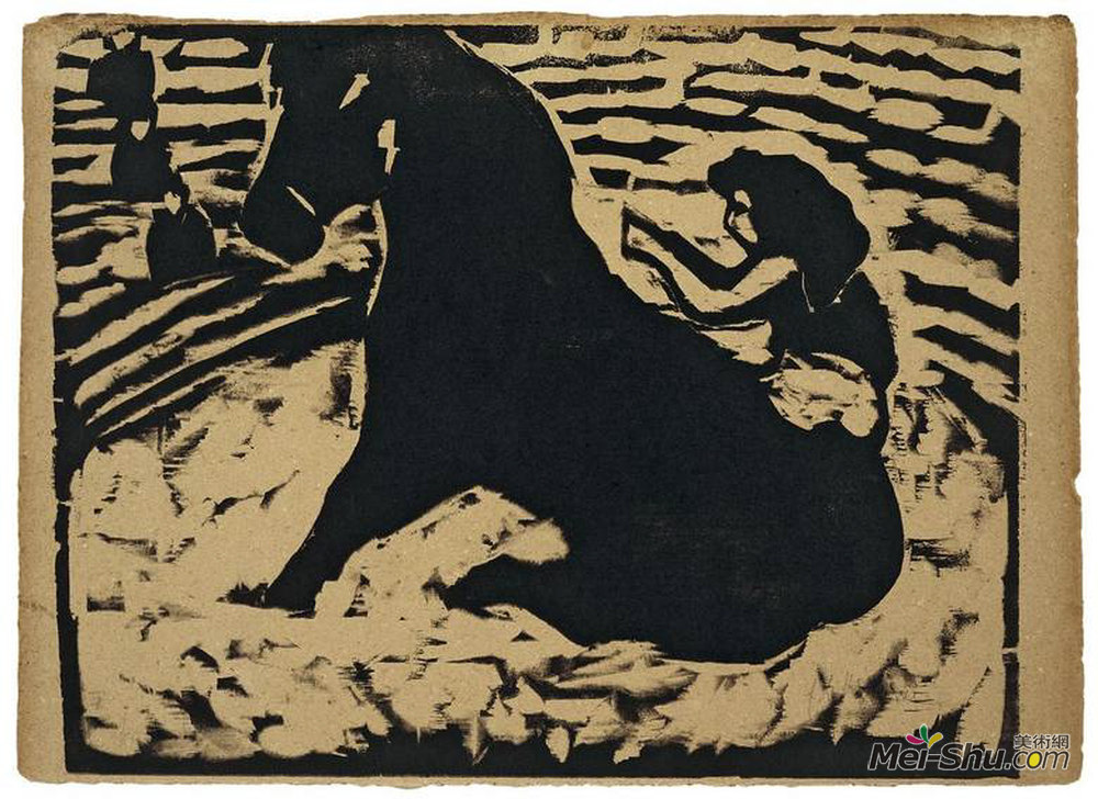 恩斯特·路德维希·克尔希纳(Ernst Ludwig Kirchner)高清作品《骑马骑兵》