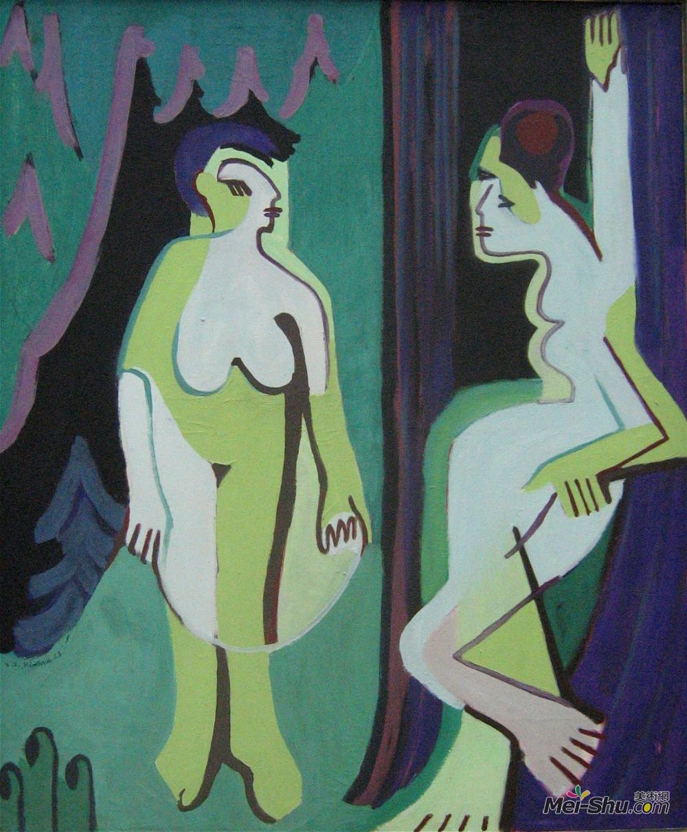 恩斯特·路德维希·克尔希纳(Ernst Ludwig Kirchner)高清作品《草原上的裸体女人》