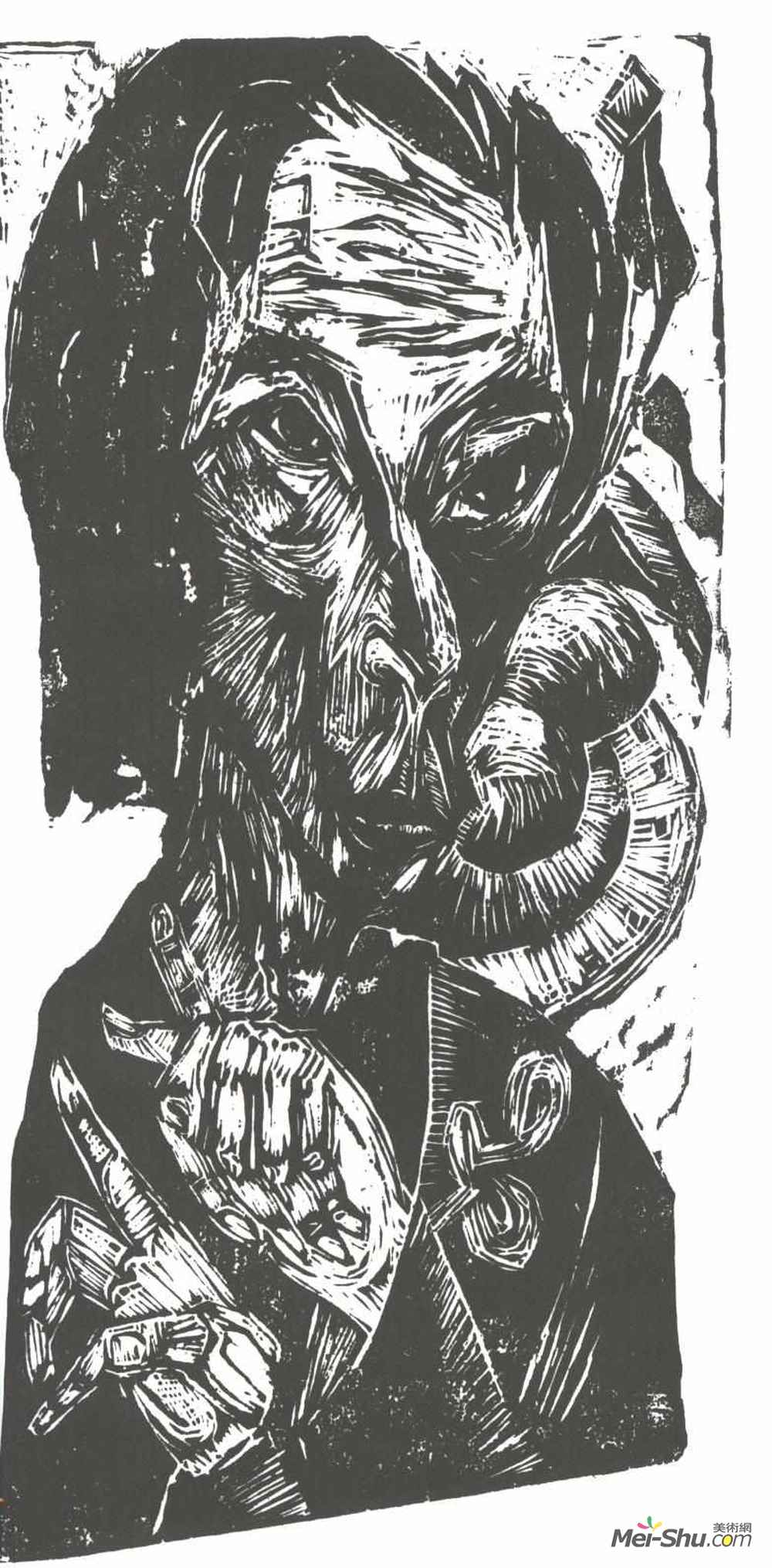 恩斯特·路德维希·克尔希纳(Ernst Ludwig Kirchner)高清作品《一个病人的肖像》