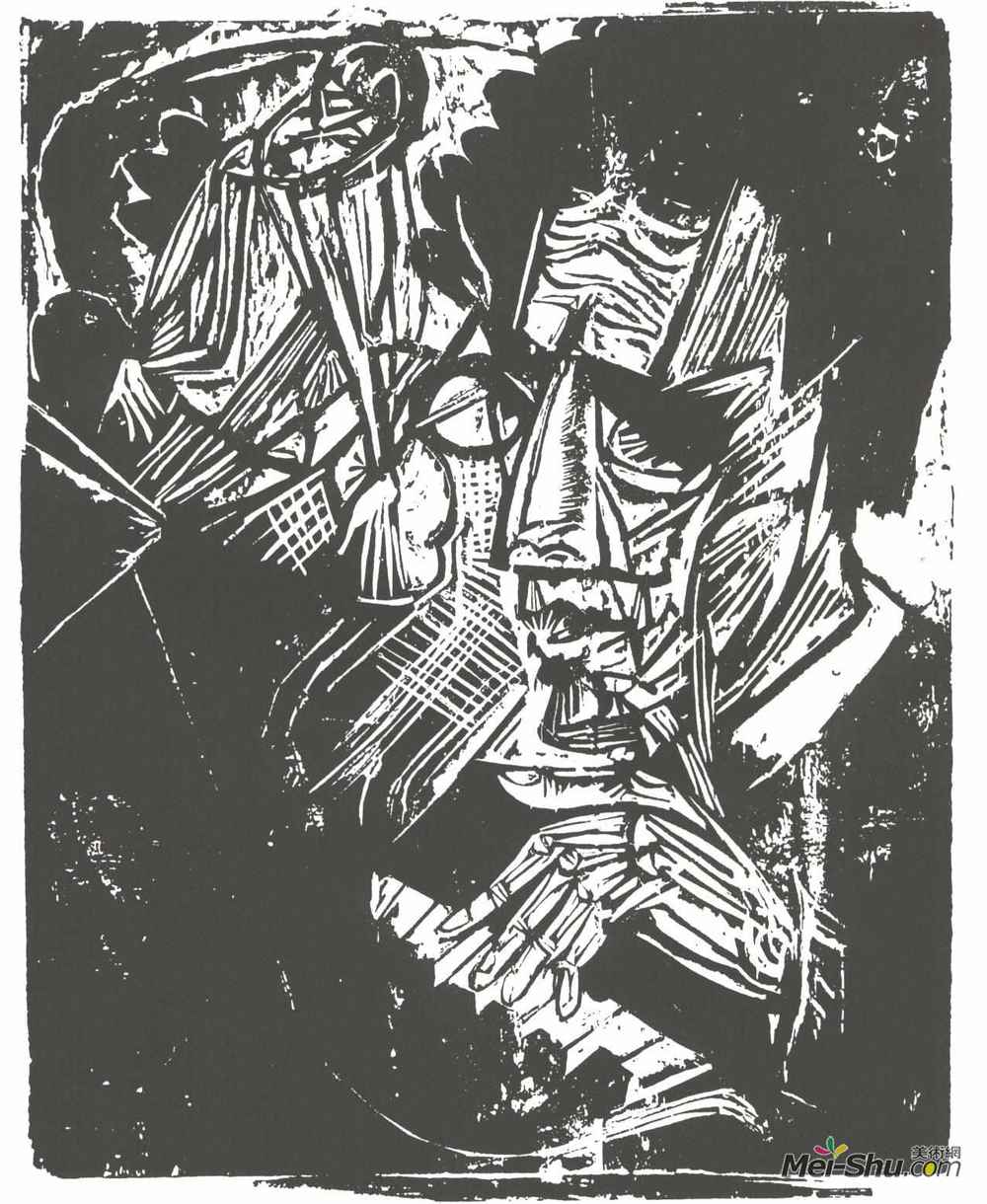 恩斯特·路德维希·克尔希纳(Ernst Ludwig Kirchner)高清作品《指挥家和作曲家奥托克勒佩尔的肖像》