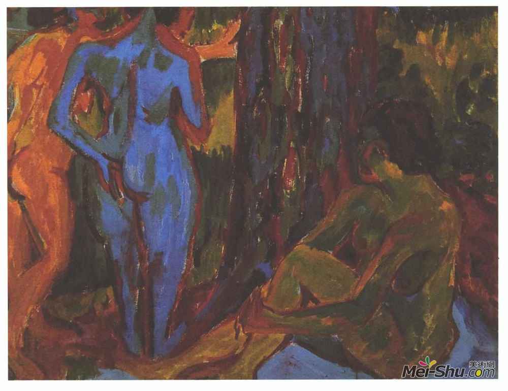 恩斯特·路德维希·克尔希纳(Ernst Ludwig Kirchner)高清作品《三裸体》