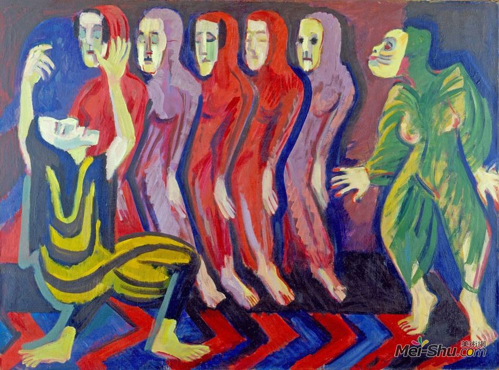 恩斯特·路德维希·克尔希纳(Ernst Ludwig Kirchner)高清作品《玛丽威格曼的死亡之舞》