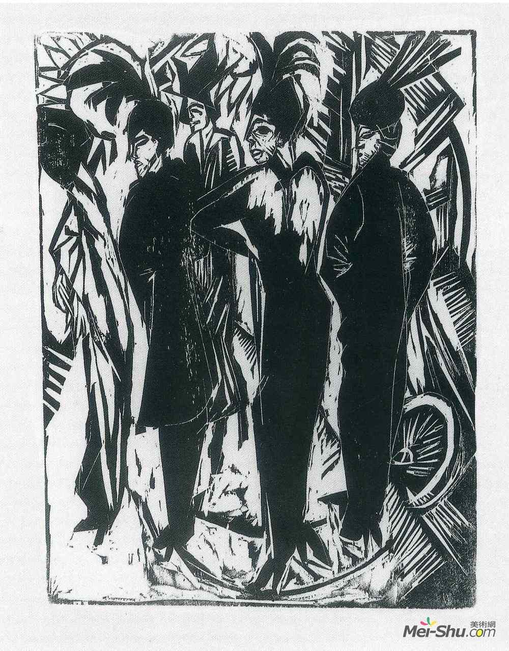 恩斯特·路德维希·克尔希纳(Ernst Ludwig Kirchner)高清作品《大街上的五个女人》