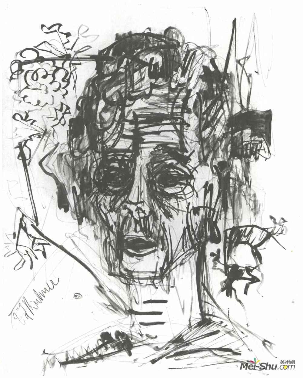 恩斯特·路德维希·克尔希纳(Ernst Ludwig Kirchner)高清作品《形态影响下的自画像》