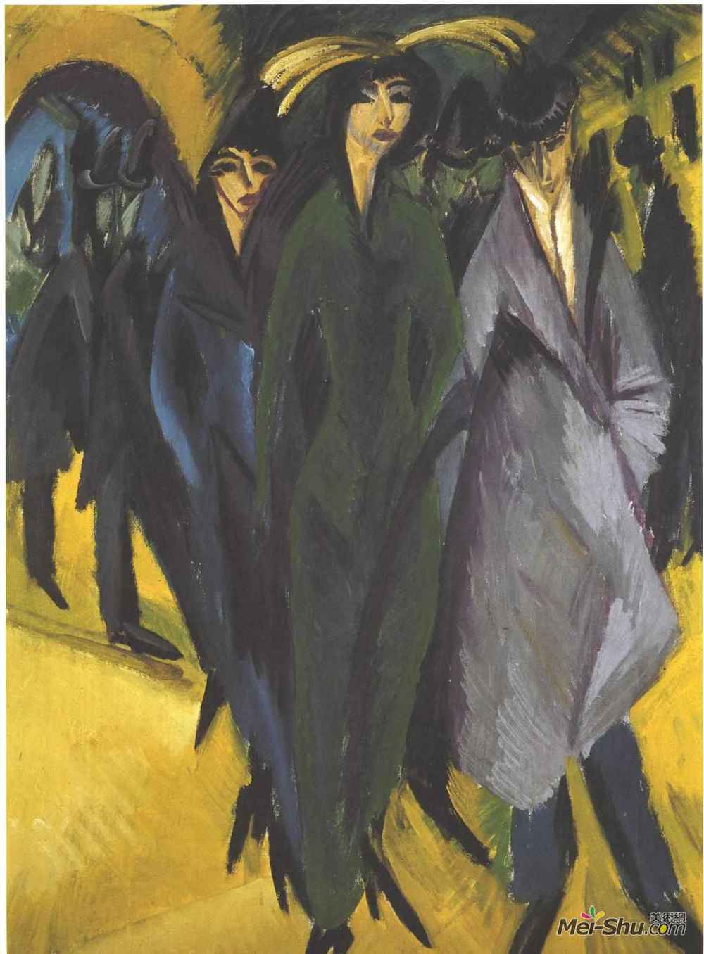 恩斯特·路德维希·克尔希纳(Ernst Ludwig Kirchner)高清作品《街上的女人》