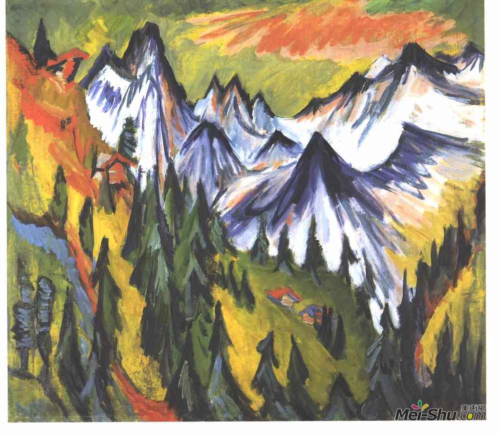 恩斯特·路德维希·克尔希纳(Ernst Ludwig Kirchner)高清作品《山顶》