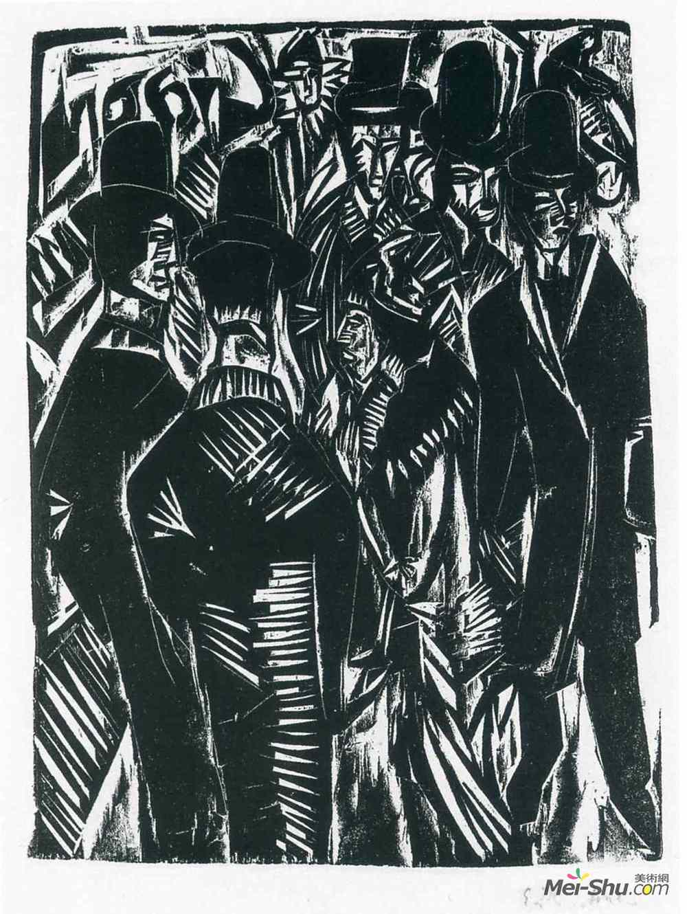 恩斯特·路德维希·克尔希纳(Ernst Ludwig Kirchner)高清作品《街景：橱窗前》