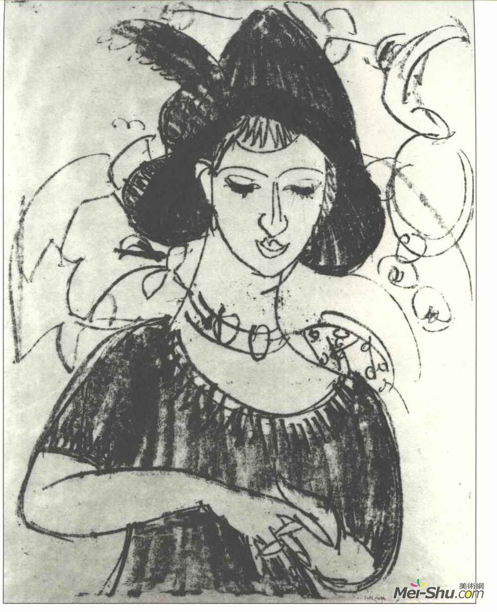 恩斯特·路德维希·克尔希纳(Ernst Ludwig Kirchner)高清作品《戴帽画像渡渡鸟》