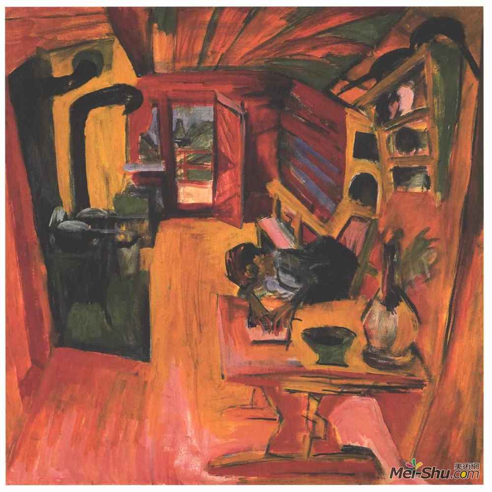 恩斯特·路德维希·克尔希纳(Ernst Ludwig Kirchner)高清作品《在高山的帽子。》